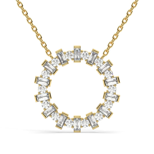 Baguette Diamond Circle Necklace