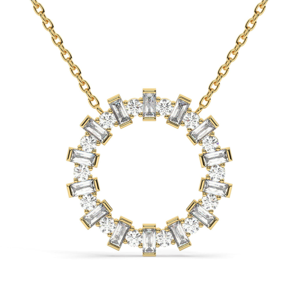 Baguette Diamond Circle Necklace