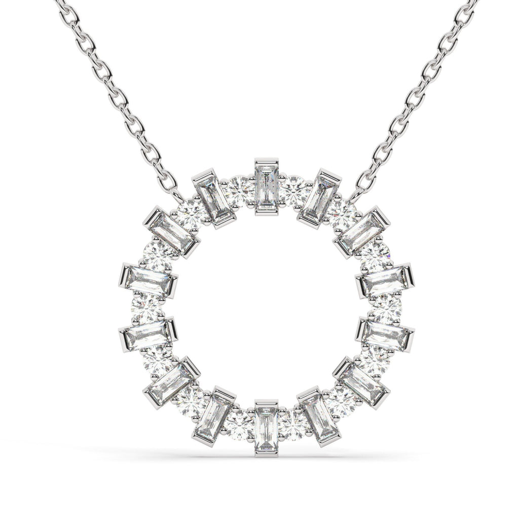 Baguette Diamond Circle Necklace