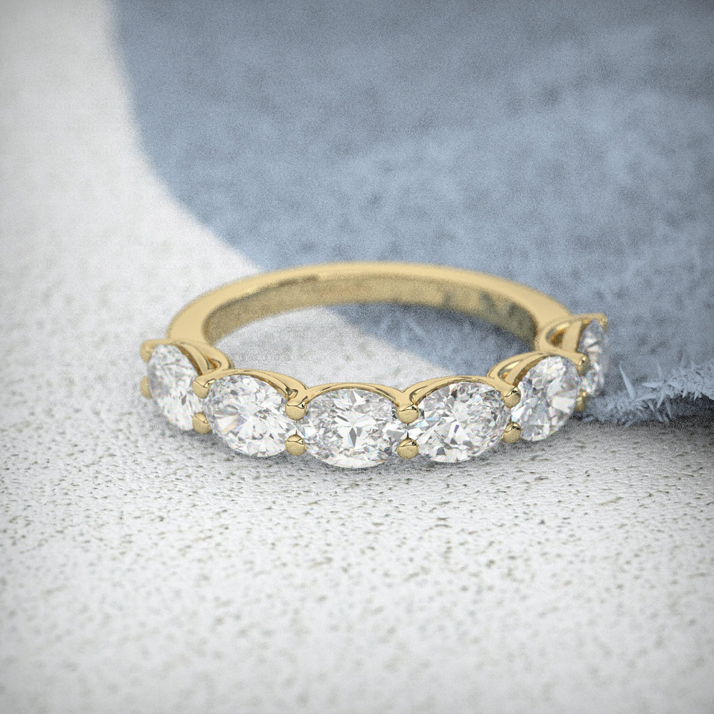 East West 1.50 ct Oval Diamond Wedding Band