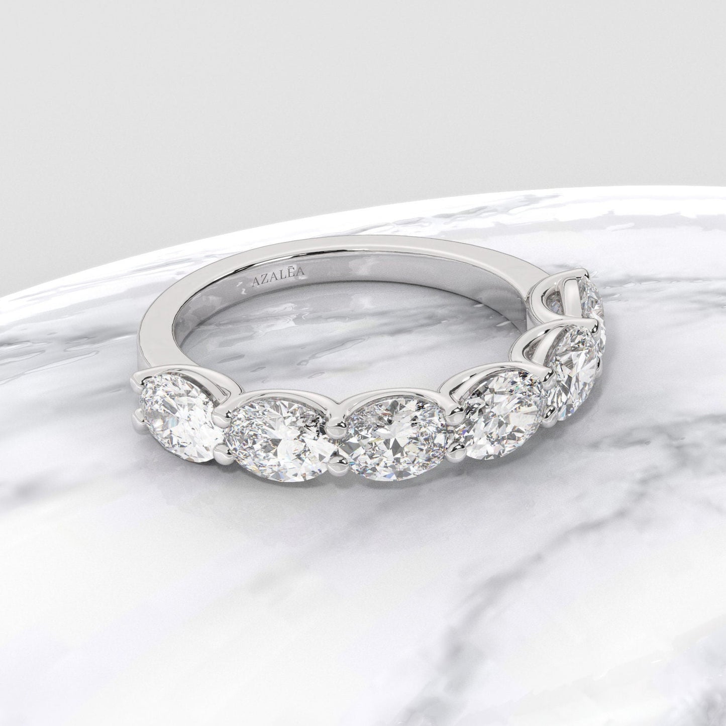 East West 1.50 ct Oval Diamond Wedding Band