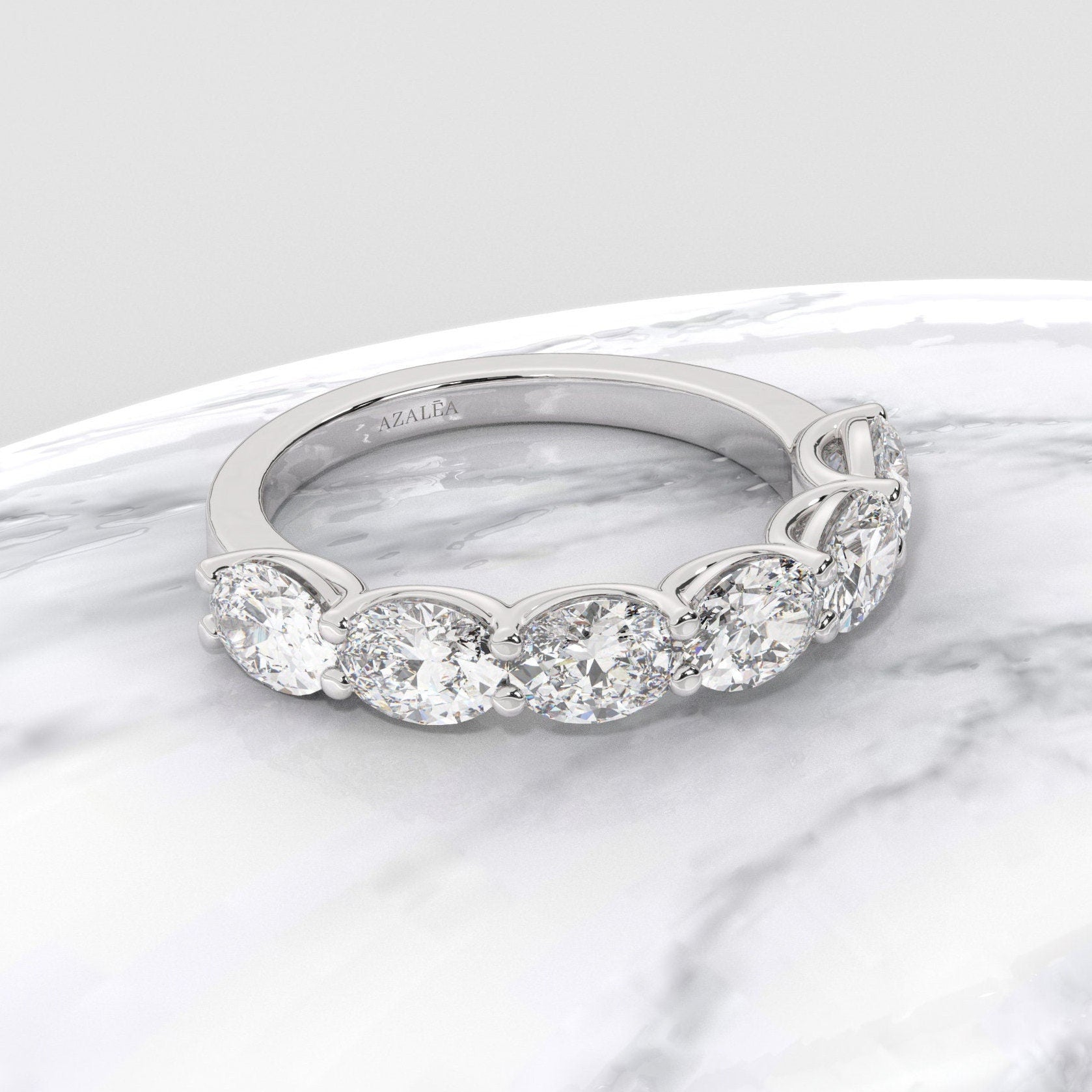 East West 1.50 ct Oval Diamond Wedding Band