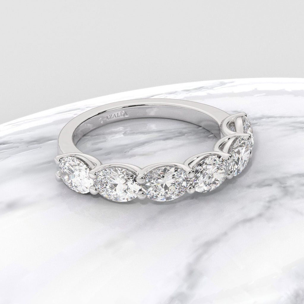 East West 1.50 ct Oval Diamond Wedding Band