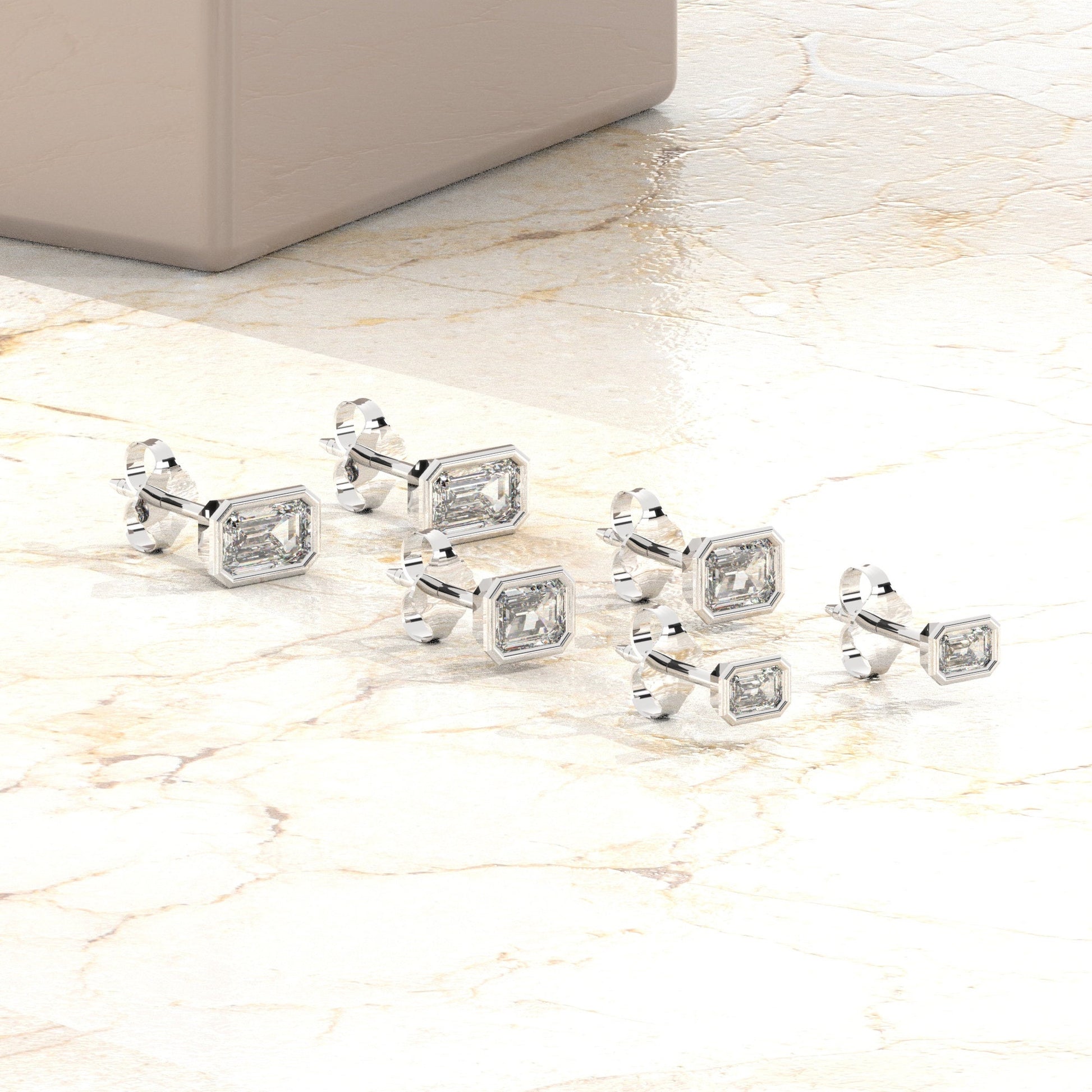 Emerald Cut Diamond Studs