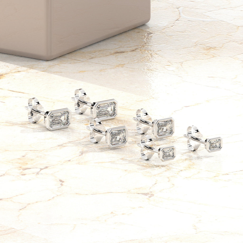 Emerald Cut Diamond Studs