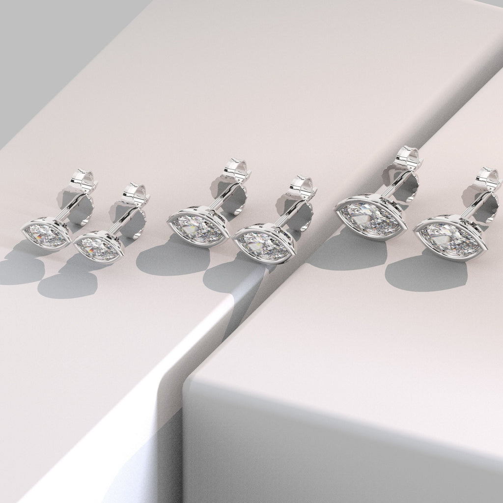 Diamond Solitaire Earrings / 0.15 - 1.40 ct Marquise Diamond Studs