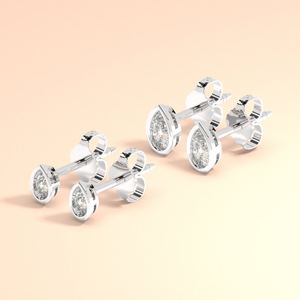 Pear Shape Diamond Studs / 0.10 - 0.50 ct Baguette Studs