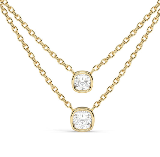 Bezel-Set Cushion Diamond Necklace