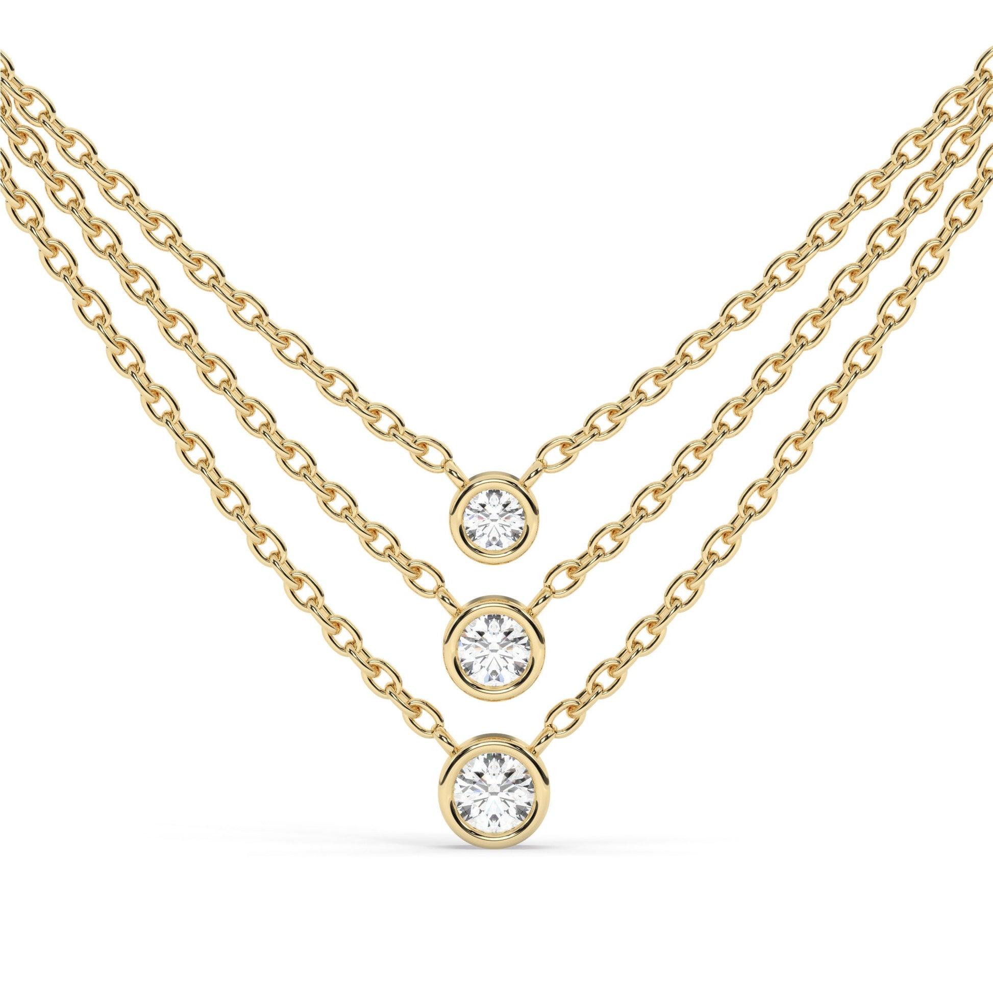 Bezel-Set Round Brilliant Cut Diamond Necklace
