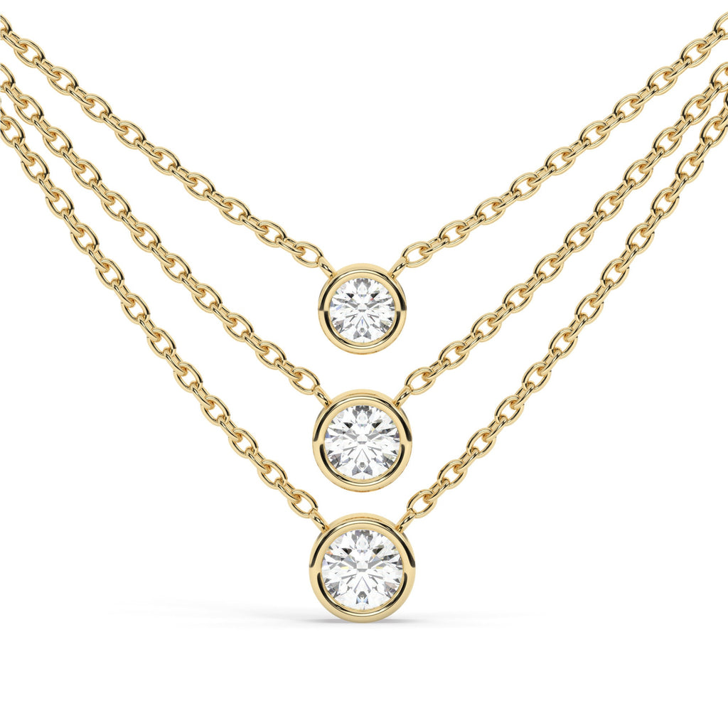 Bezel-Set Round Brilliant Cut Diamond Necklace