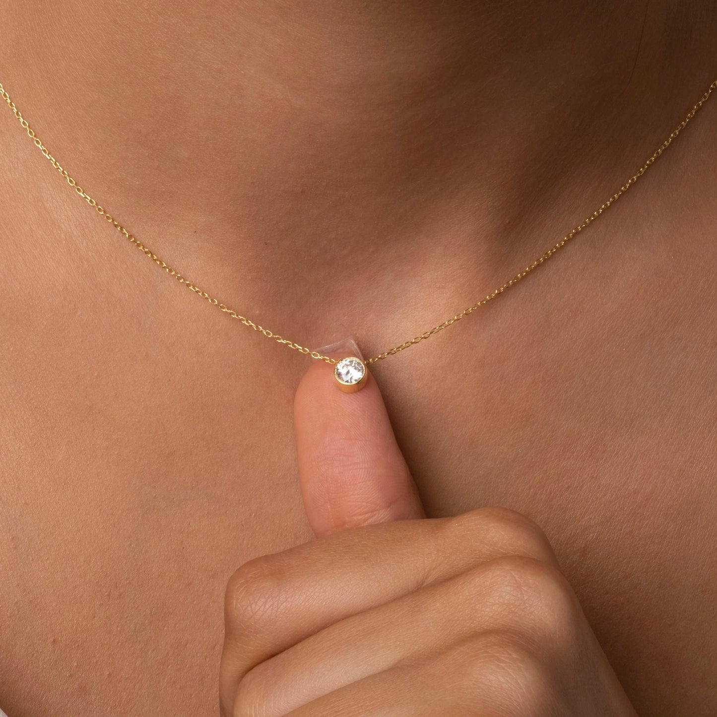 Bezel-Set Round Brilliant Cut Diamond Necklace