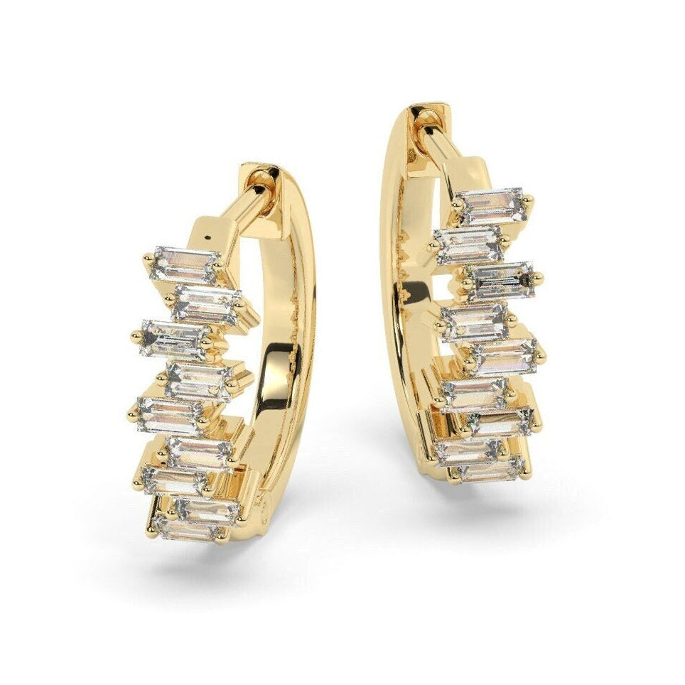 Baguette Diamond Huggie Earrings