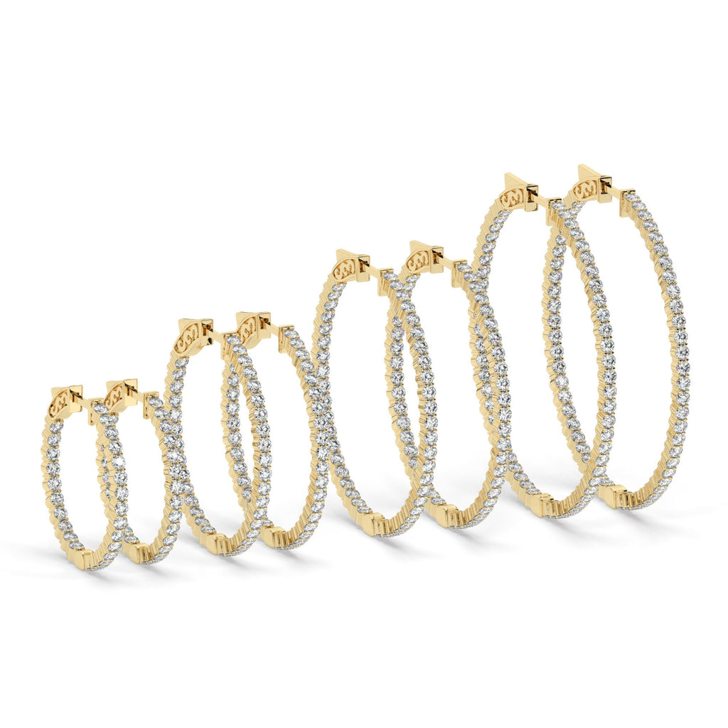 Diamond Hoop Earrings / 2-4 CARAT Inside Out Diamond Hoops