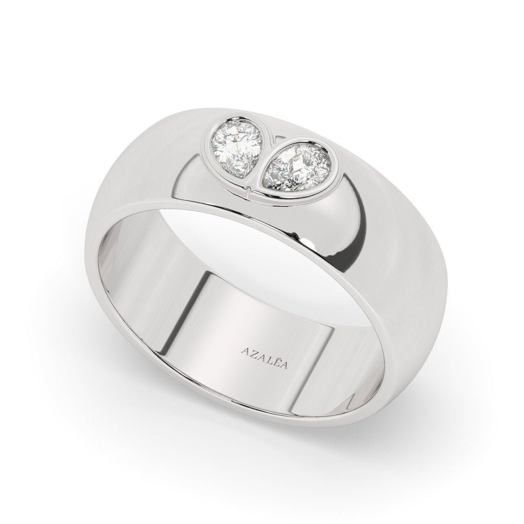 Double Pear Diamond Wide Band