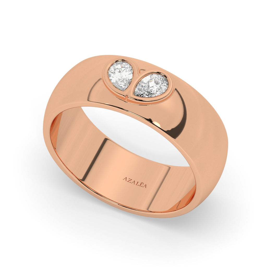 Double Pear Diamond Wide Band