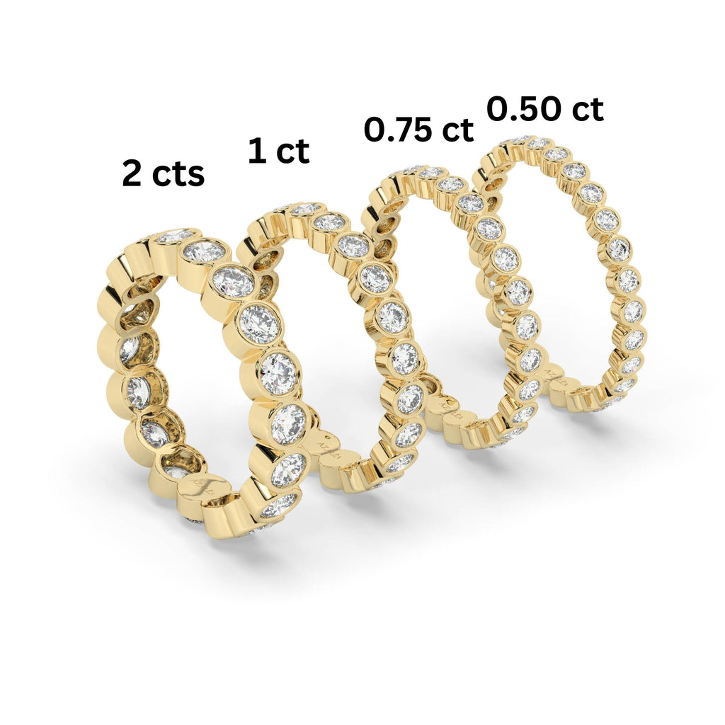 0.50 - 2 CT Diamond Bezel Set Full Eternity Diamond Wedding Ring