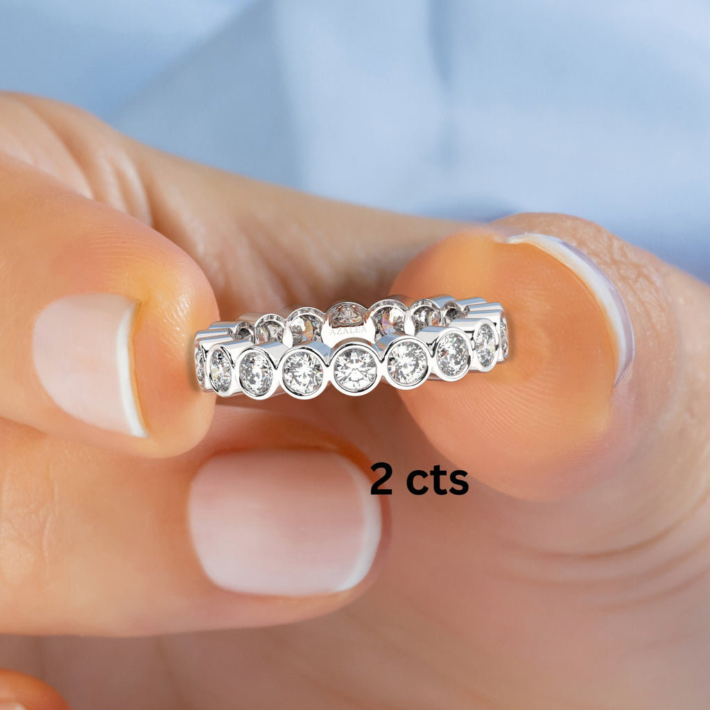 0.50 - 2 CT Diamond Bezel Set Full Eternity Diamond Wedding Ring