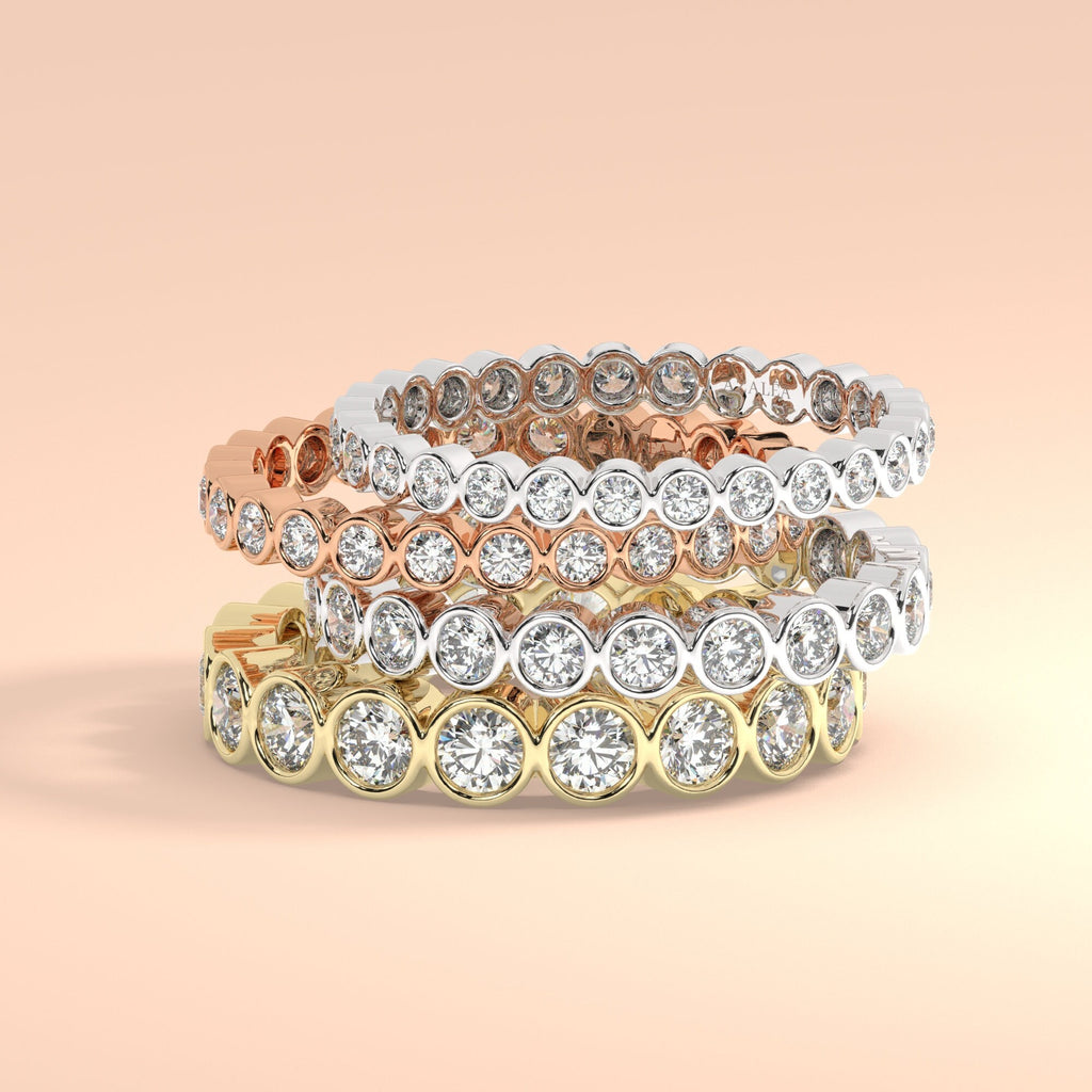 0.50 - 2 CT Diamond Bezel Set Full Eternity Diamond Wedding Ring