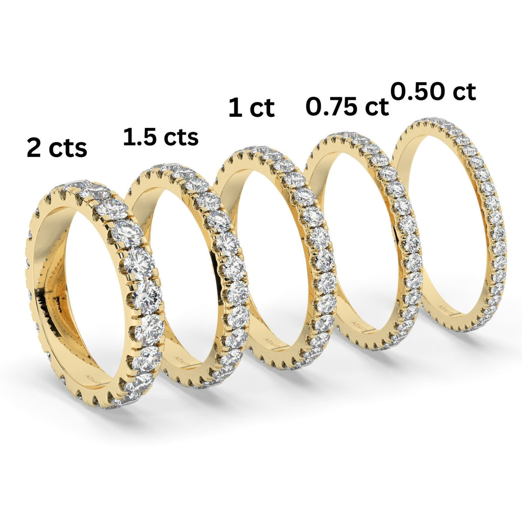 0.50 - 2 CT Diamond Prong Setting Full Eternity Diamond Wedding Ring