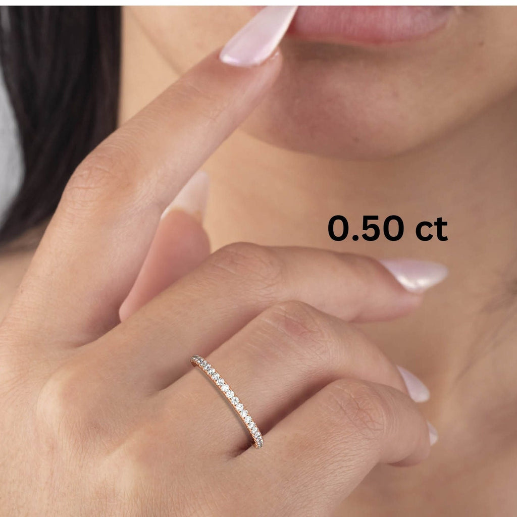 0.50 - 2 CT Diamond Prong Setting Full Eternity Diamond Wedding Ring