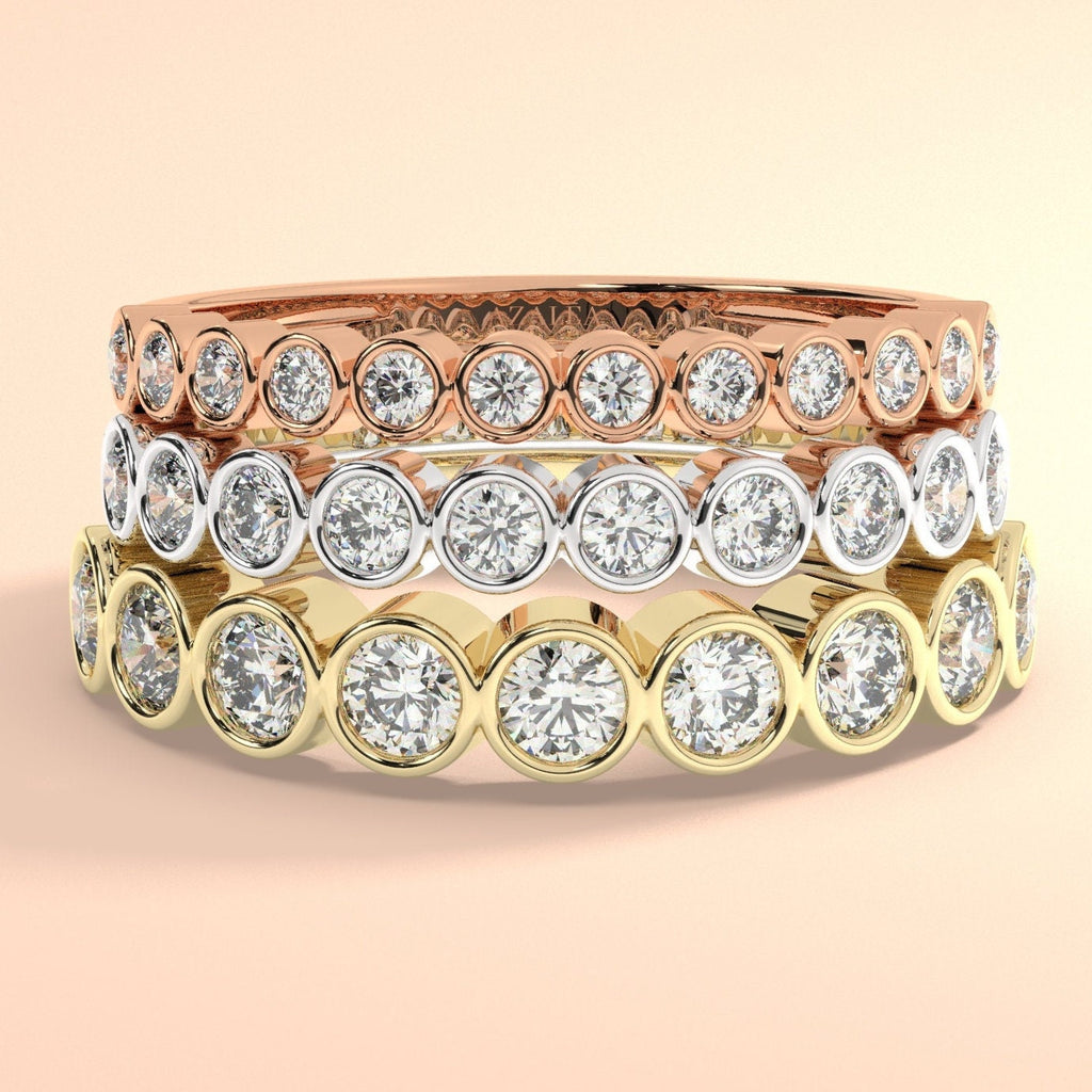 0.25 - 1 CT Bezel Set Half Eternity Wedding Ring