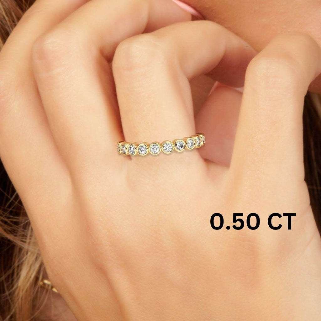 0.25 - 1 CT Bezel Set Half Eternity Wedding Ring