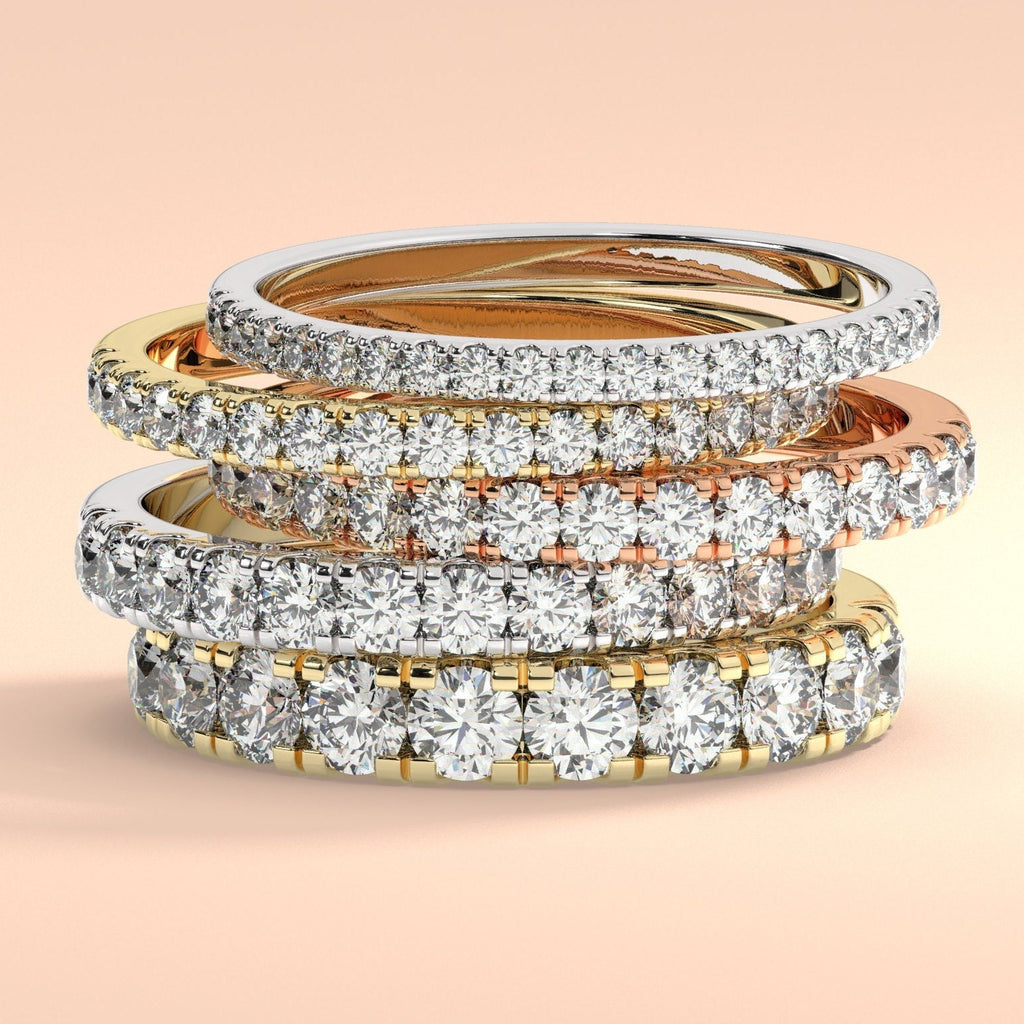 0.25 - 1 CT Diamond Prong Setting Half Eternity Diamond Wedding Ring