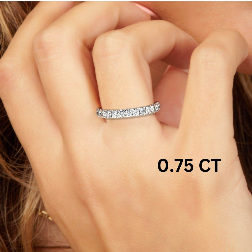 0.25 - 1 CT Diamond Prong Setting Half Eternity Diamond Wedding Ring