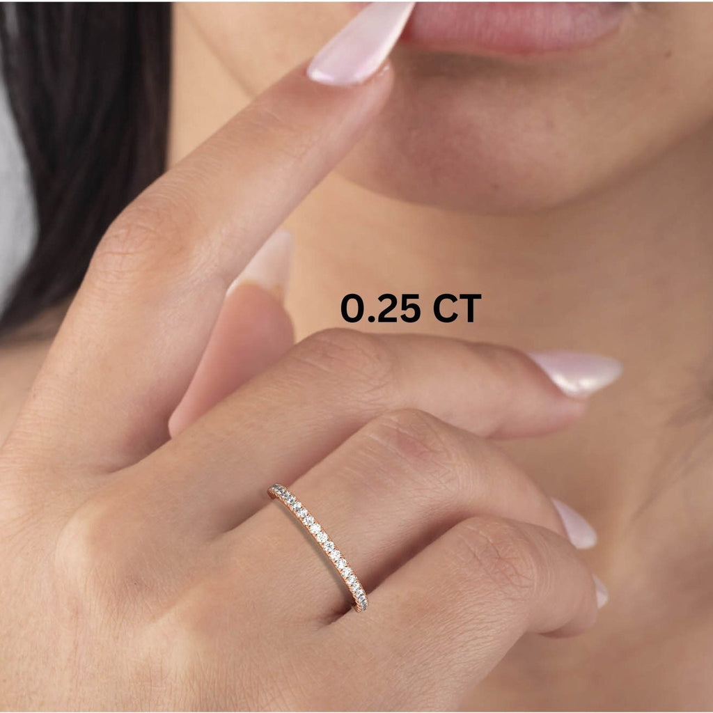 0.25 - 1 CT Diamond Prong Setting Half Eternity Diamond Wedding Ring