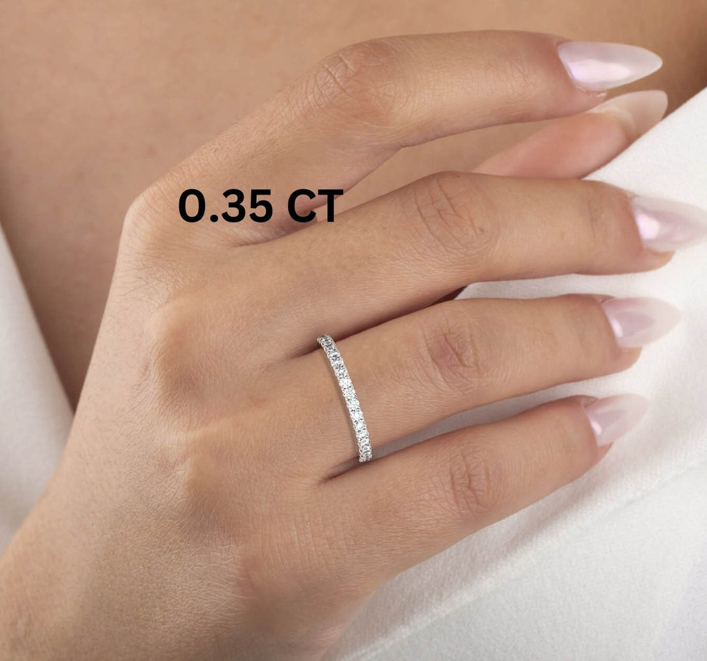 0.25 - 1 CT Diamond Prong Setting Half Eternity Diamond Wedding Ring