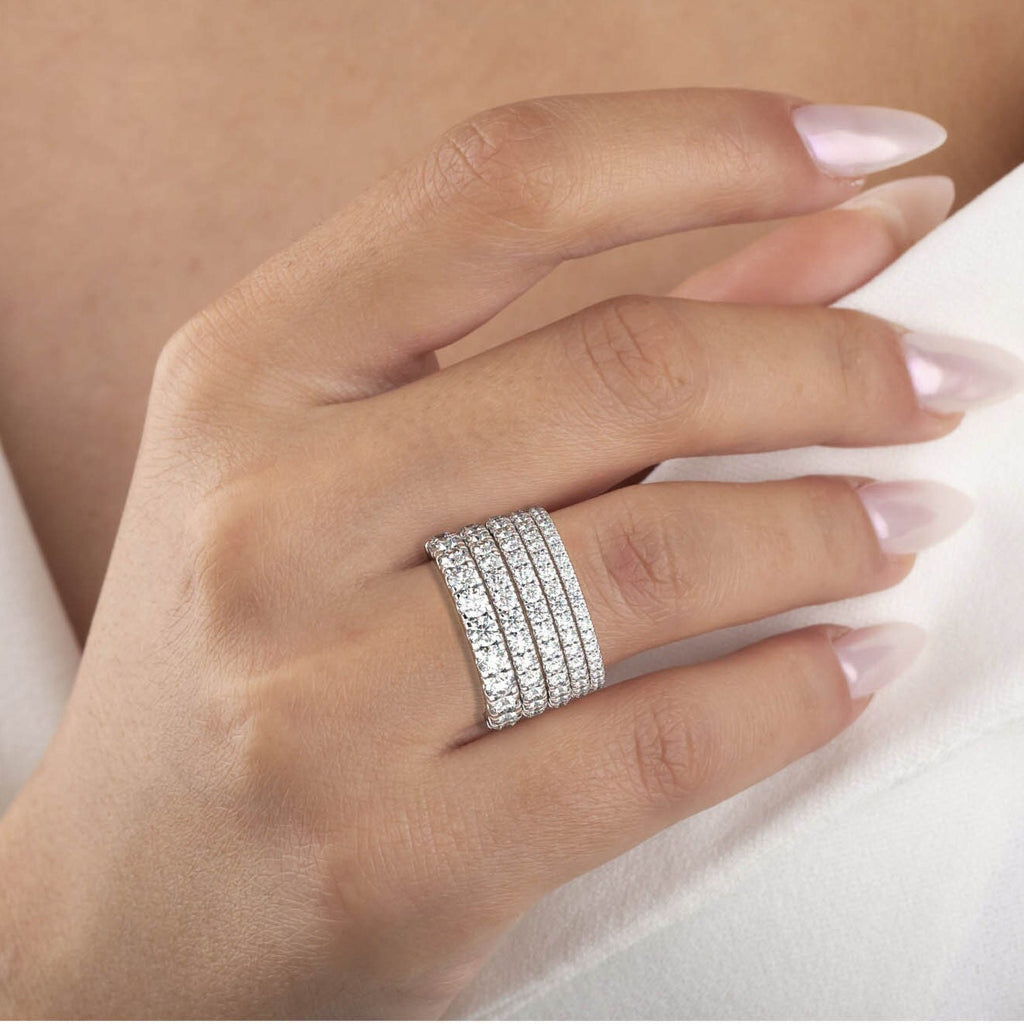 0.50 - 2 CT Diamond Prong Setting Full Eternity Diamond Wedding Ring