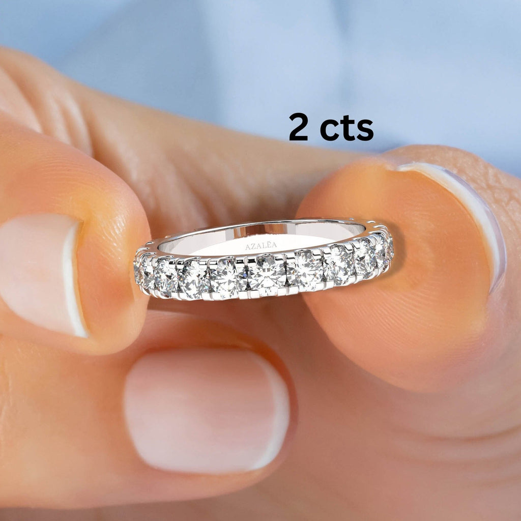 0.50 - 2 CT Diamond Prong Setting Full Eternity Diamond Wedding Ring