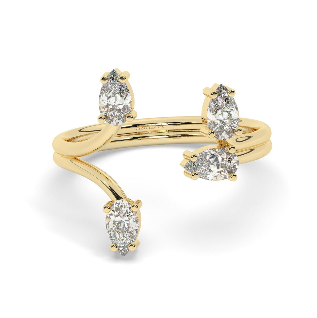 Pear Diamond Cuff Ring