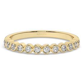 Bezel Set Diamond Wedding Band / 0.25 - 1 CT Bezel Set Halfwaty Eternity Wedding Ring / Diamond Anniversary Ring / Wedding Gift