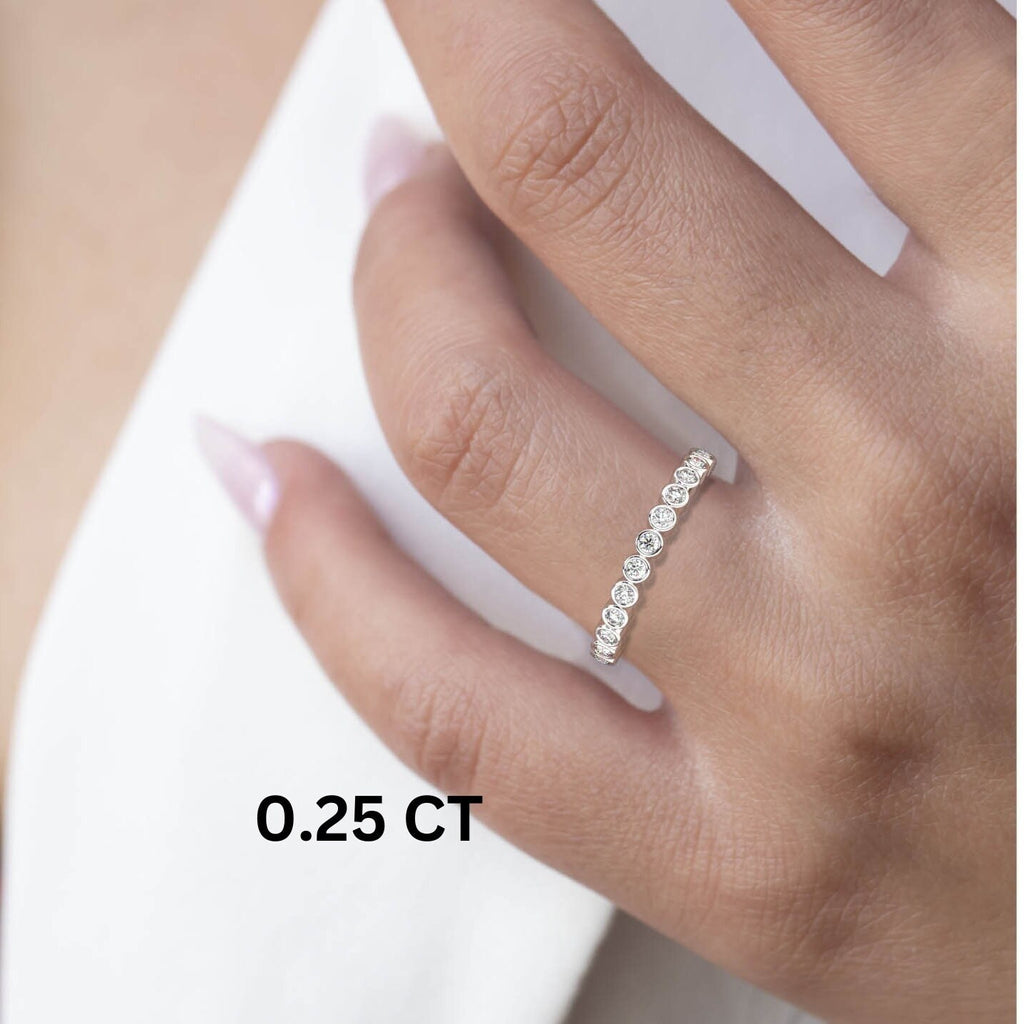 0.25 - 1 CT Bezel Set Half Eternity Wedding Ring