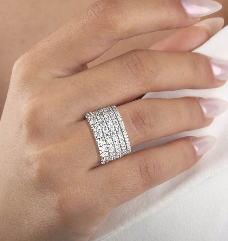 0.25 - 1 CT Diamond Prong Setting Half Eternity Diamond Wedding Ring