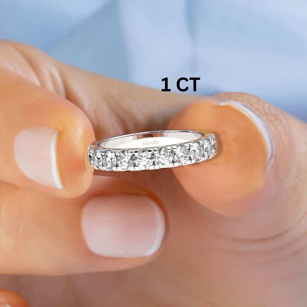 0.25 - 1 CT Diamond Prong Setting Half Eternity Diamond Wedding Ring