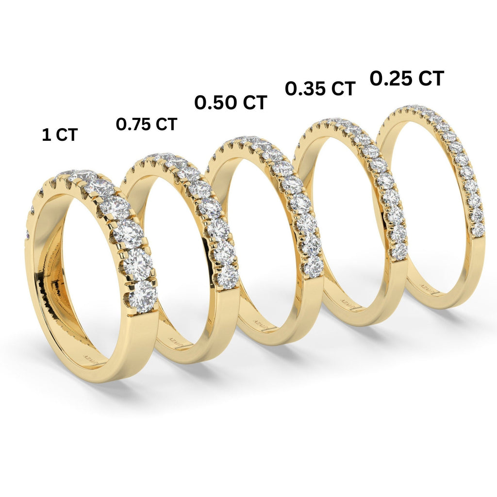 0.25 - 1 CT Diamond Prong Setting Half Eternity Diamond Wedding Ring