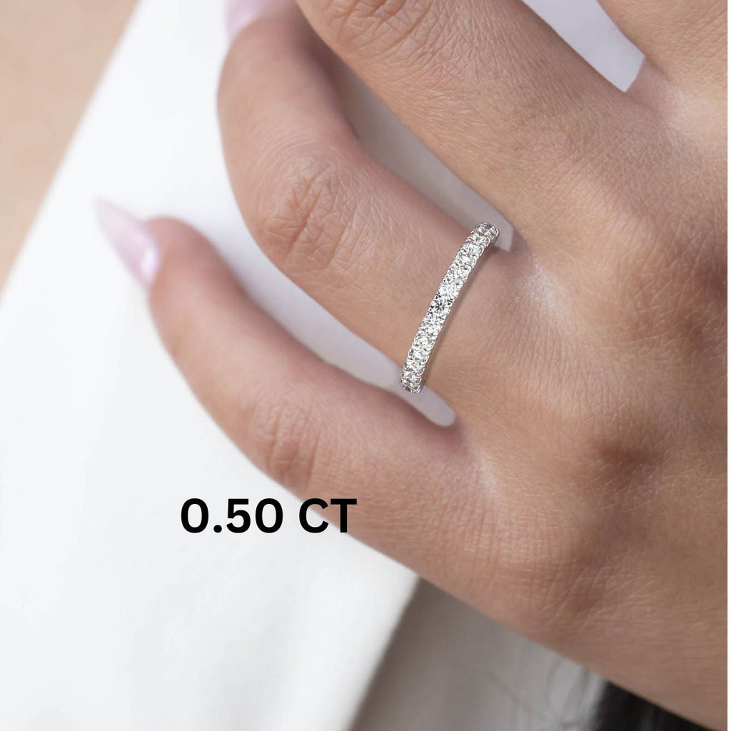 0.25 - 1 CT Diamond Prong Setting Half Eternity Diamond Wedding Ring