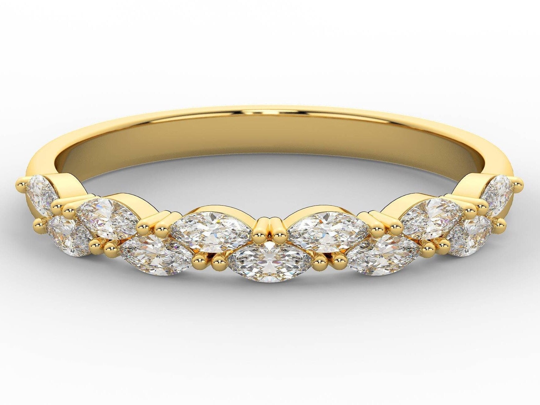Marquise Diamond Wedding Band