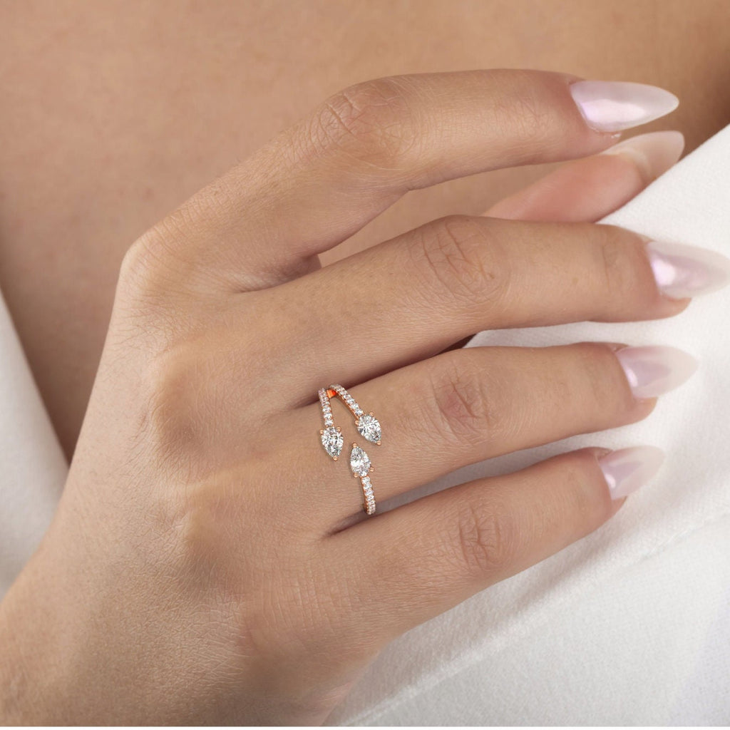 Triple Pear Diamond Cuff Ring