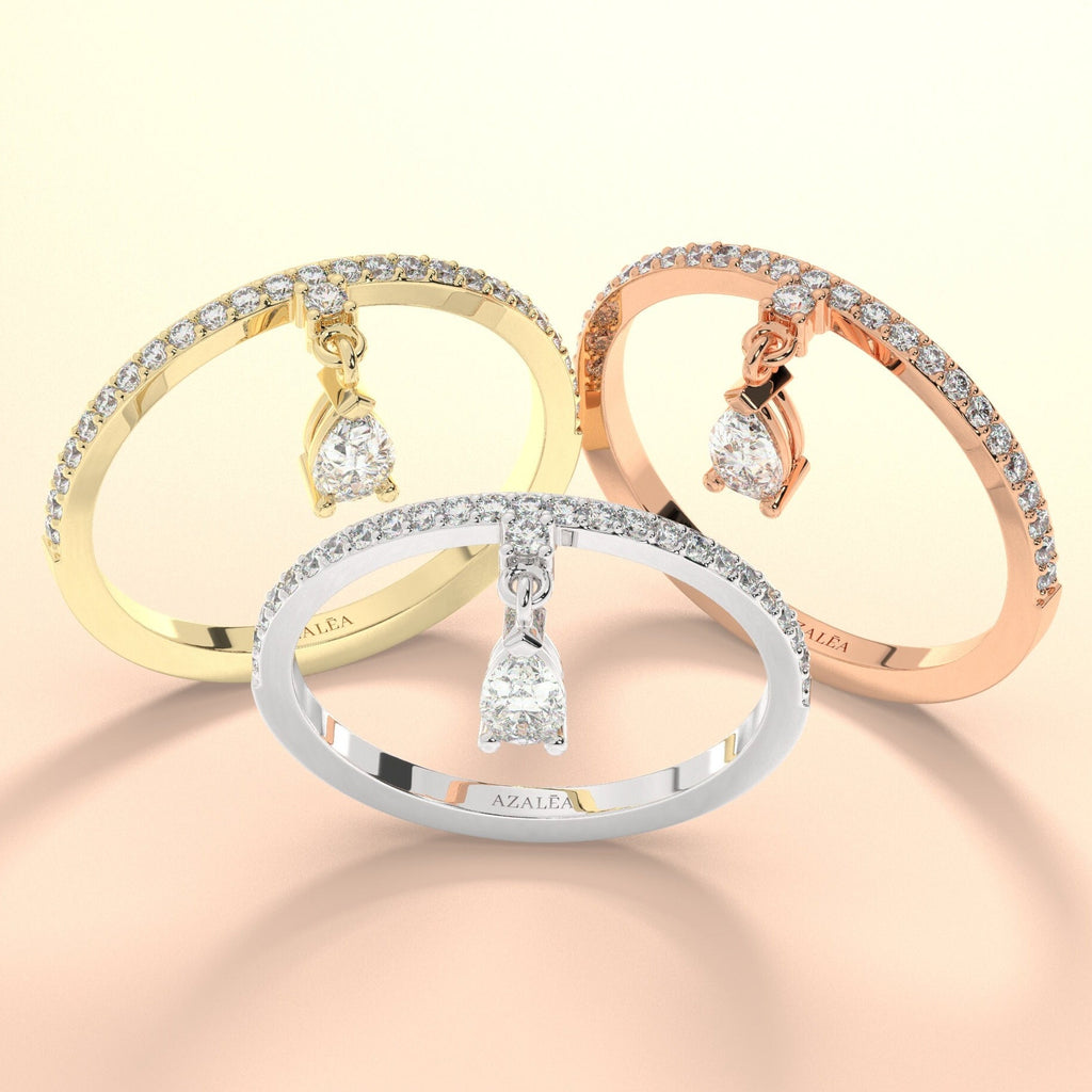 Dangling Diamond Charm Ring