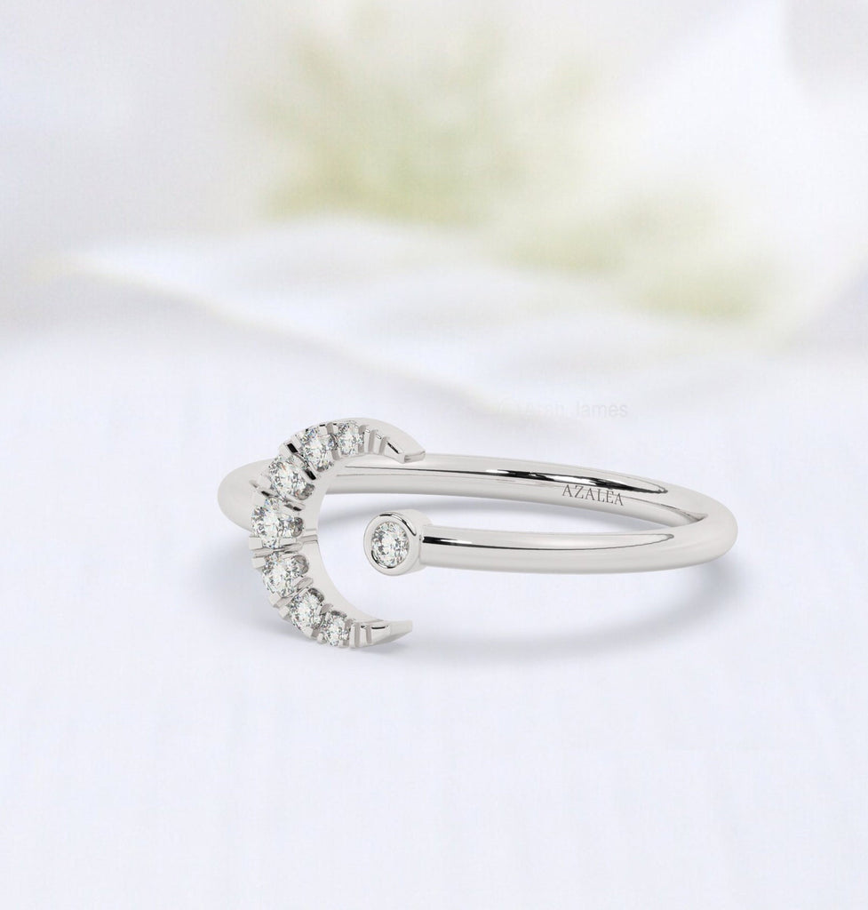Diamond Moon Cuff Ring
