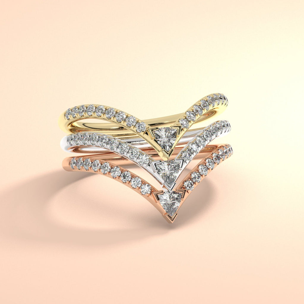 Curved Diamond Chevron Ring