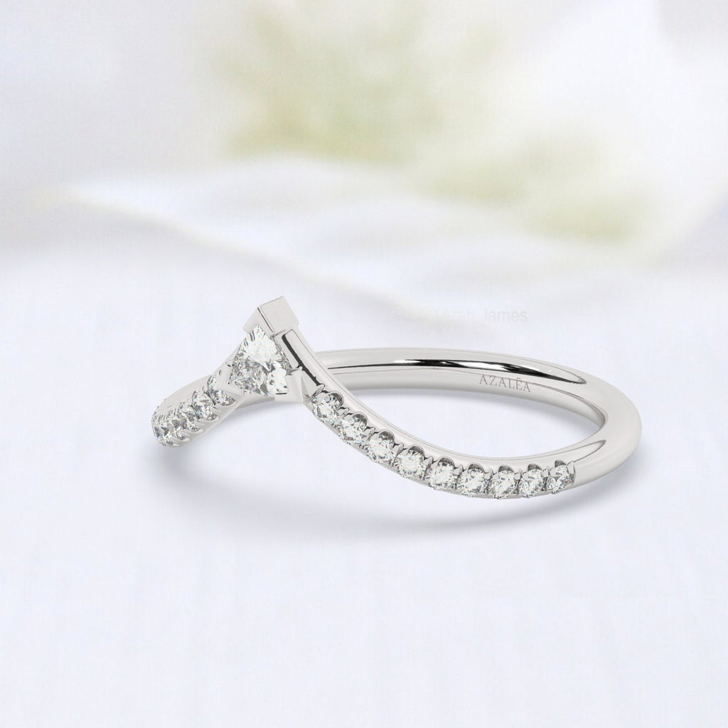 Curved Diamond Chevron Ring