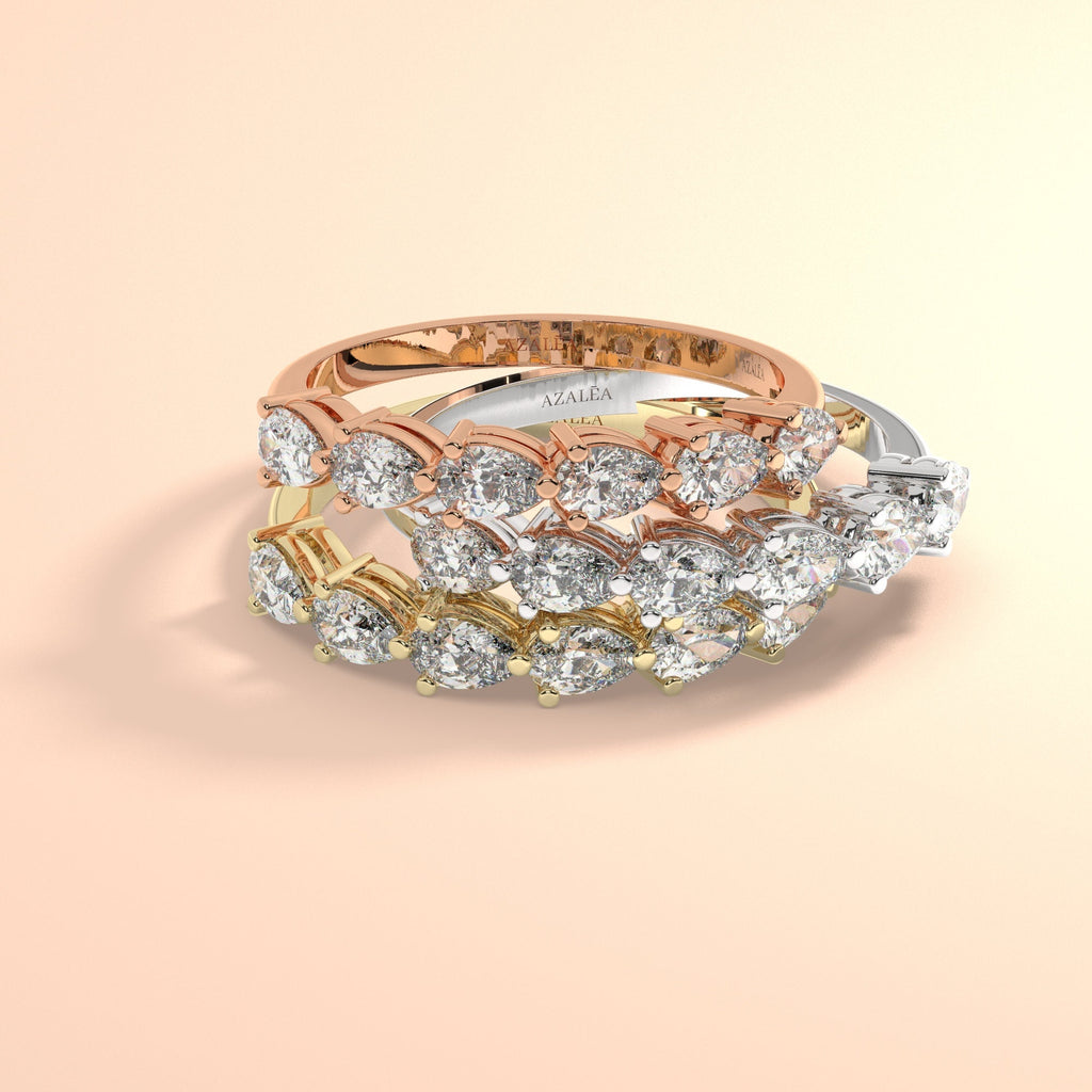 Pear Diamond Wedding Band