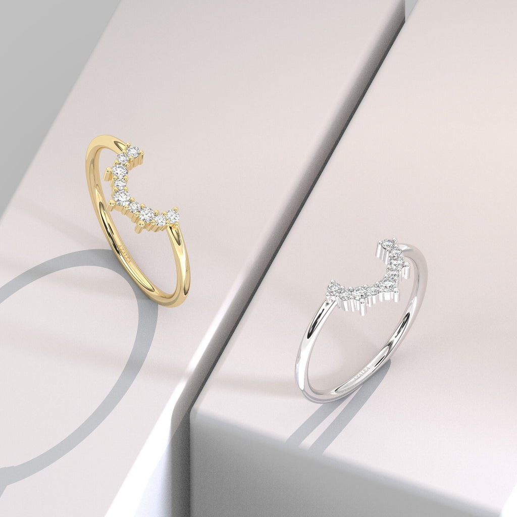 Curved Diamond Wedding Band