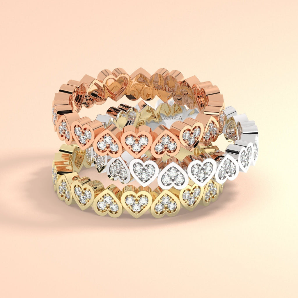 14k Gold Eternity Heart Stacking Ring