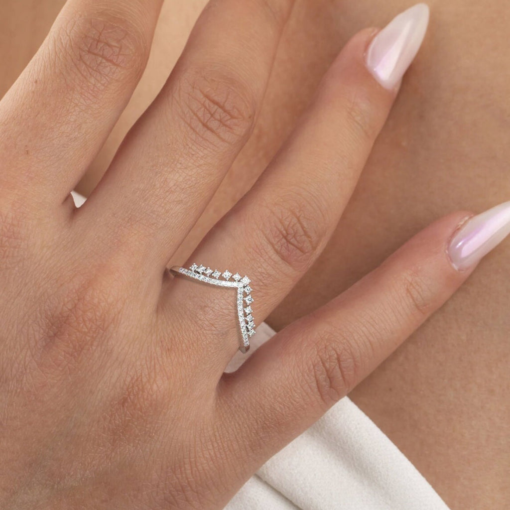 Curved Diamond Wedding Band