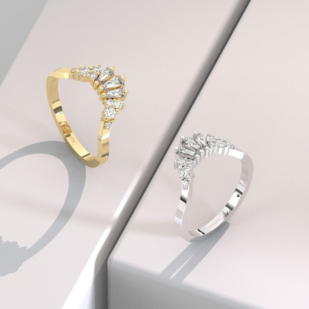 Baguette Diamond Curved Ring